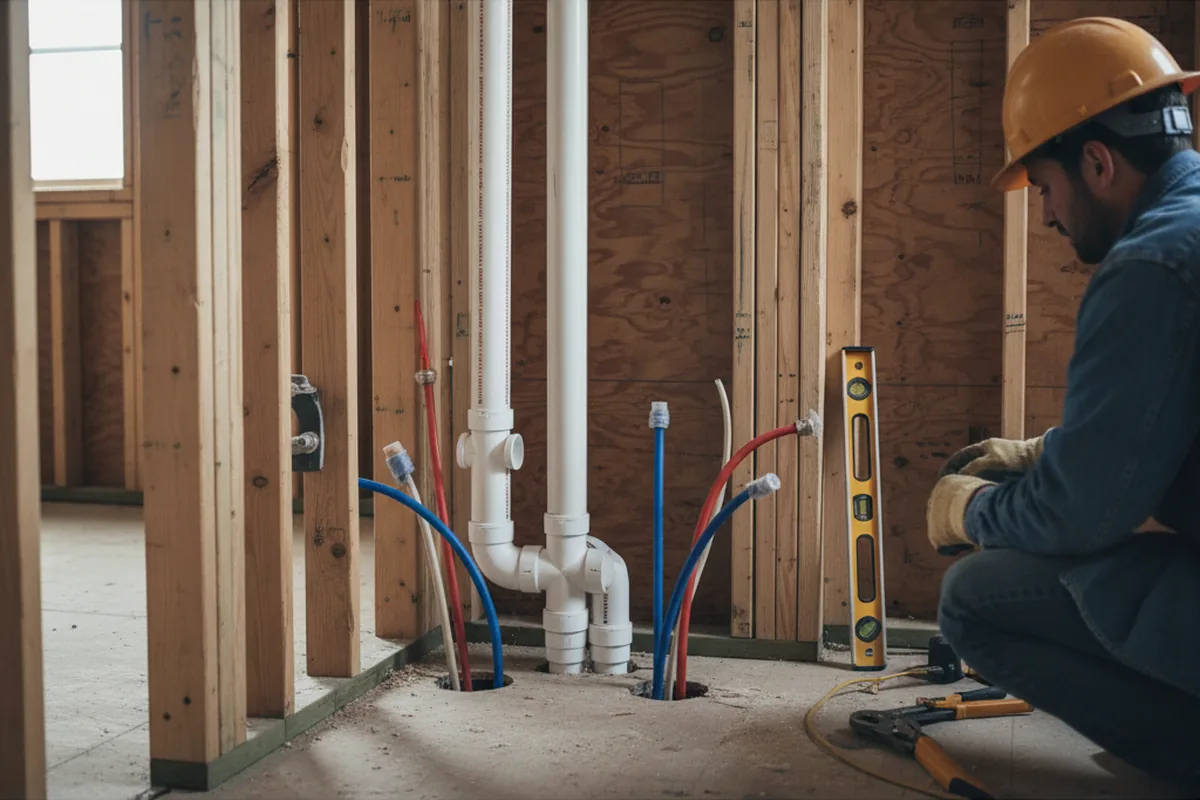 Drain and supply rough-in during Garbage Disposal Repair in Kempner