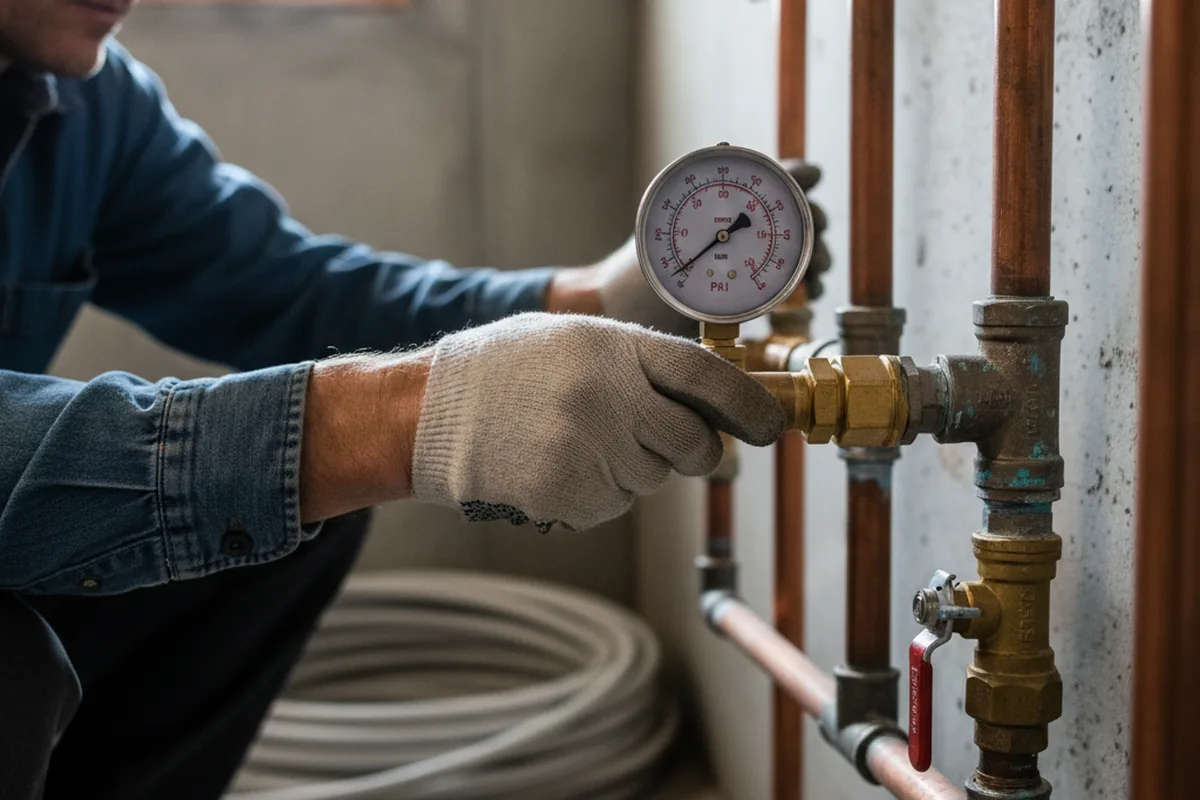 Pressure testing a repaired line during Water Line Repair in Kempner